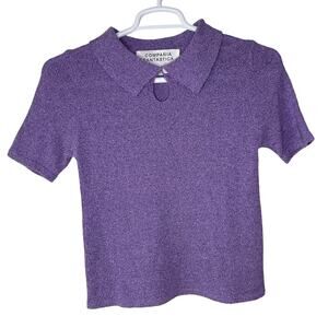Compania Fantastica Women's Small Polo Collared Neck Sweater Knit Lilac Purple